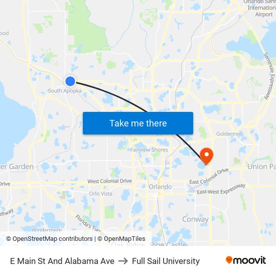 E Main St And Alabama Ave to Full Sail University map