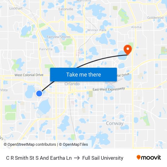 C R Smith St S And Eartha Ln to Full Sail University map