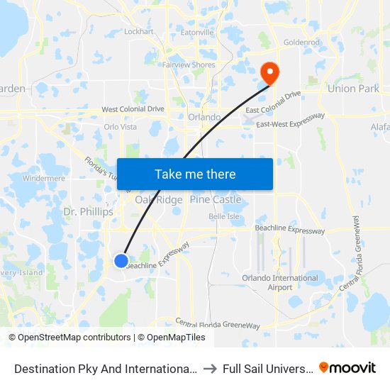 Destination Pky And International Dr to Full Sail University map