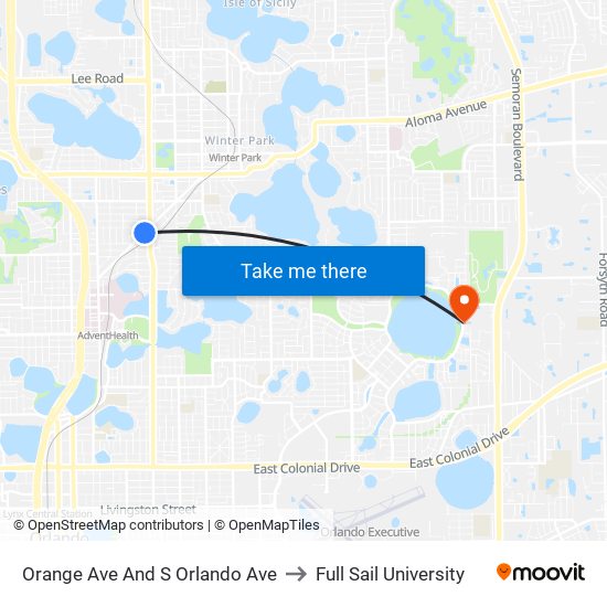 Orange Ave And S Orlando Ave to Full Sail University map