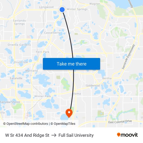 W Sr 434 And Ridge St to Full Sail University map