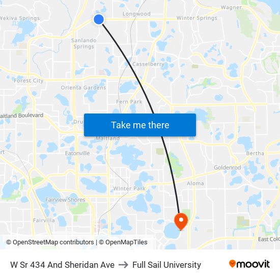 W Sr 434 And Sheridan Ave to Full Sail University map