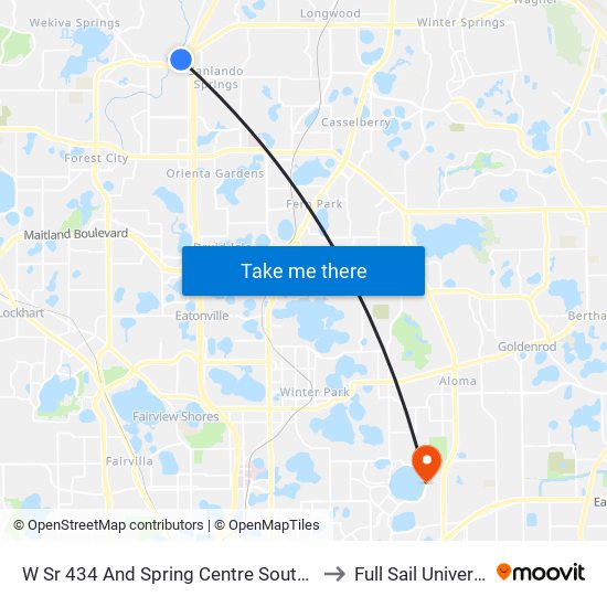 W Sr 434 And Spring Centre South Blvd to Full Sail University map