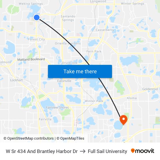 W Sr 434 And Brantley Harbor Dr to Full Sail University map