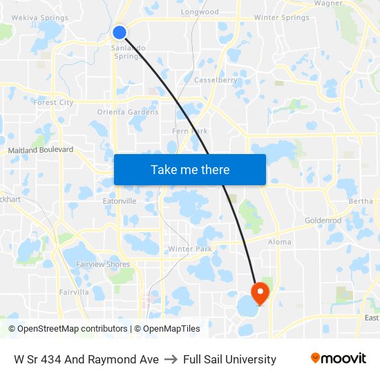 W Sr 434 And Raymond Ave to Full Sail University map