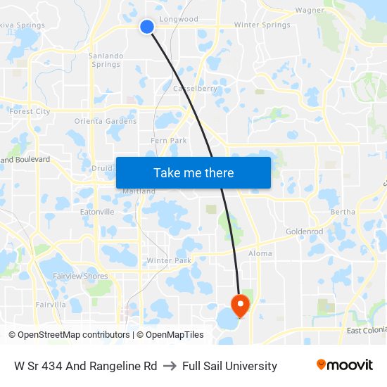 W Sr 434 And Rangeline Rd to Full Sail University map