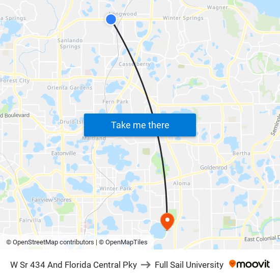 W Sr 434 And Florida Central Pky to Full Sail University map