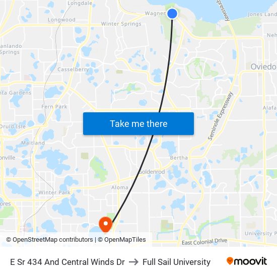 E Sr 434 And Central Winds Dr to Full Sail University map