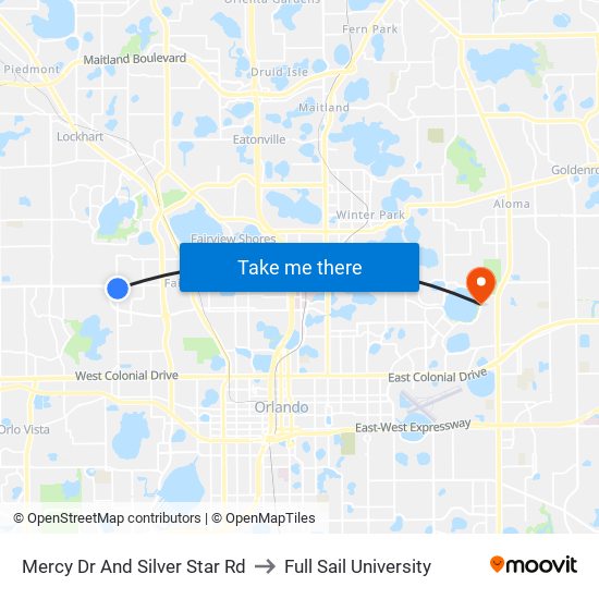 Mercy Dr And Silver Star Rd to Full Sail University map