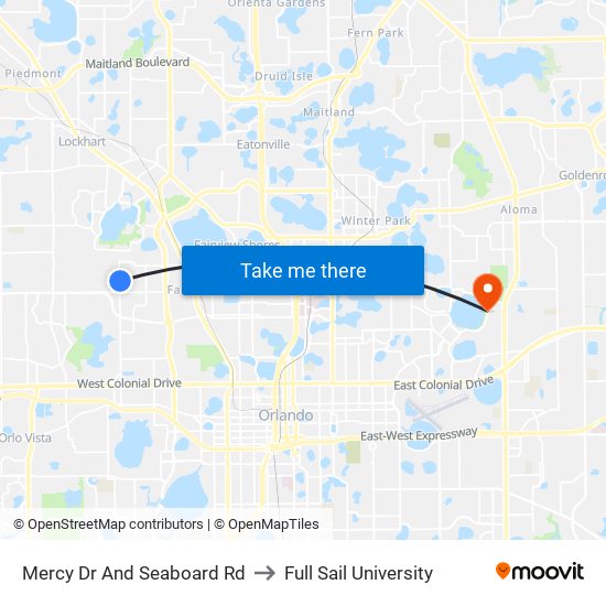 Mercy Dr And Seaboard Rd to Full Sail University map