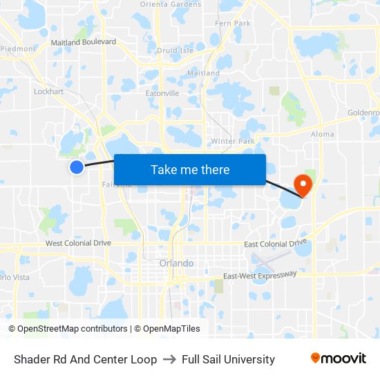 Shader Rd And Center Loop to Full Sail University map