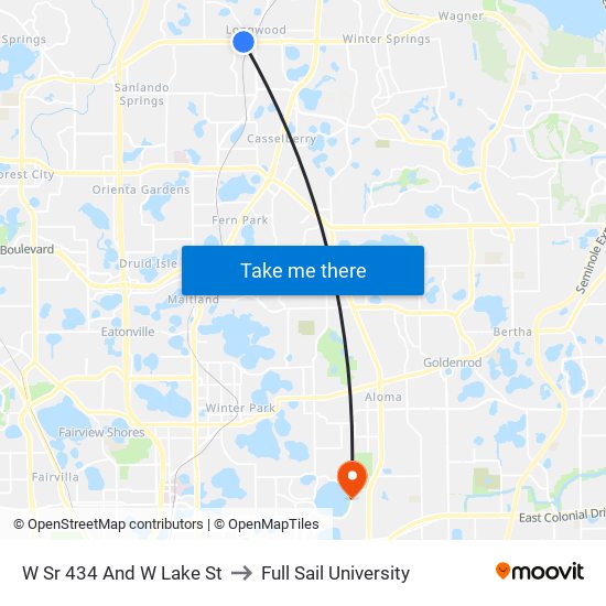 W Sr 434 And W Lake St to Full Sail University map