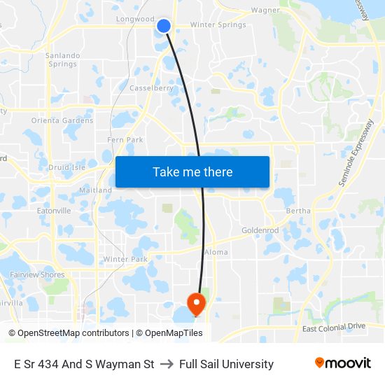 E Sr 434 And S Wayman St to Full Sail University map