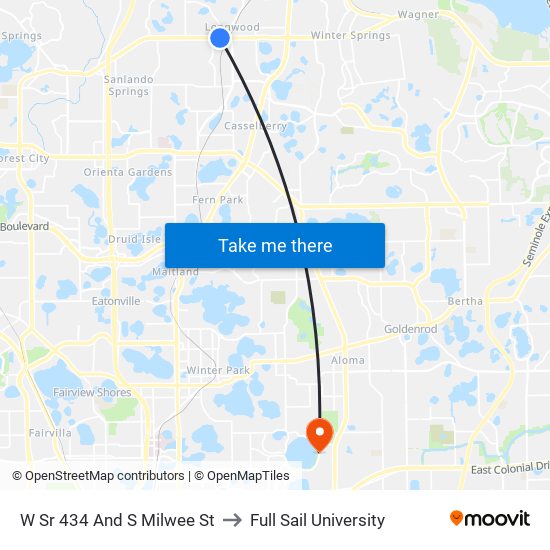 W Sr 434 And S Milwee St to Full Sail University map