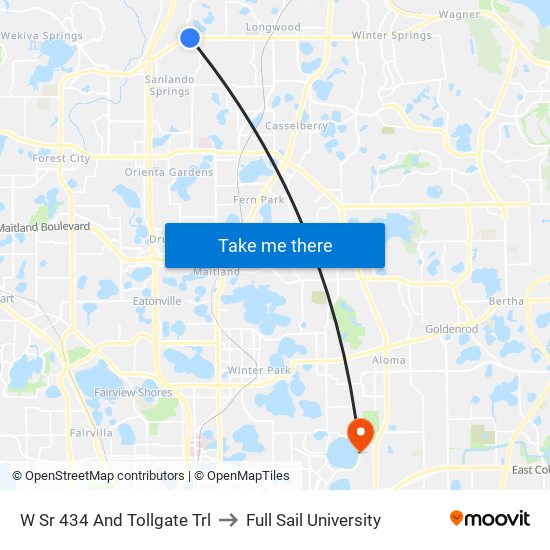 W Sr 434 And Tollgate Trl to Full Sail University map