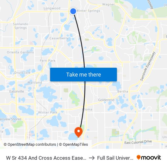 W Sr 434 And Cross Access Easement to Full Sail University map