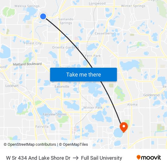 W Sr 434 And Lake Shore Dr to Full Sail University map