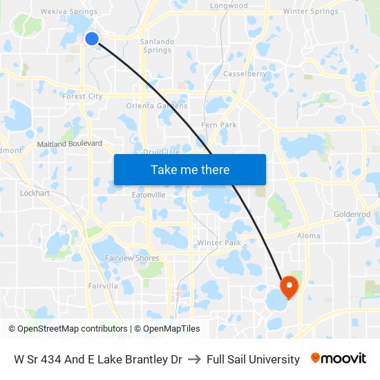 W Sr 434 And E Lake Brantley Dr to Full Sail University map