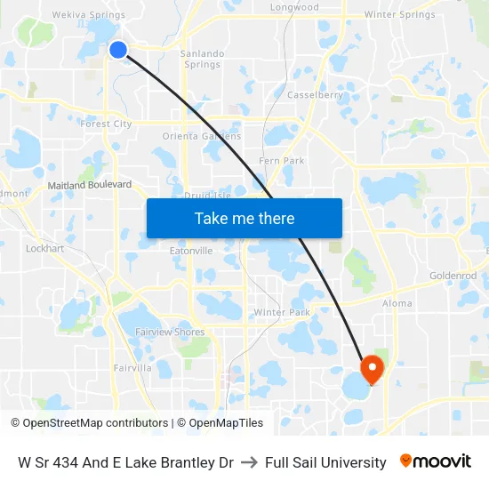 W Sr 434 And E Lake Brantley Dr to Full Sail University map