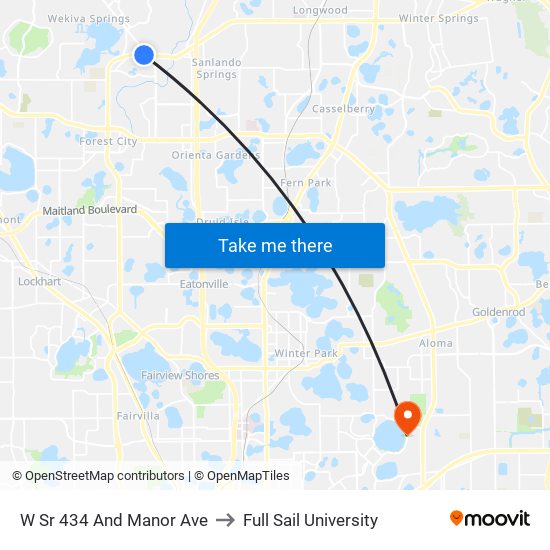 W Sr 434 And Manor Ave to Full Sail University map