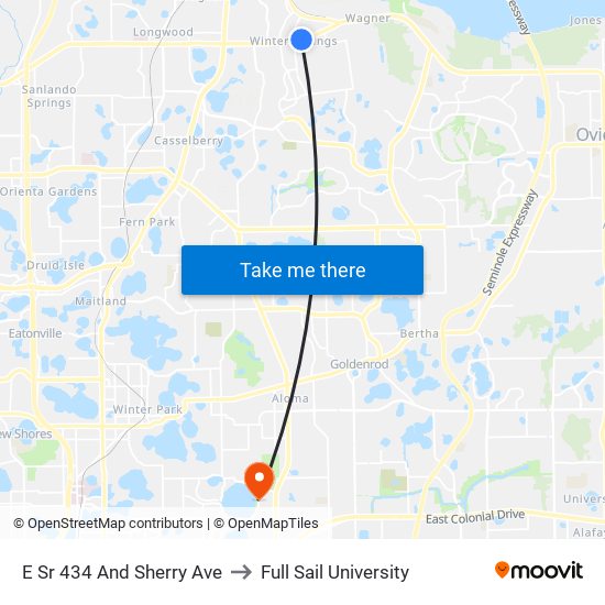 E Sr 434 And Sherry Ave to Full Sail University map