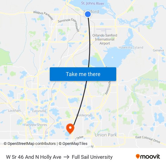 W Sr 46 And N Holly Ave to Full Sail University map