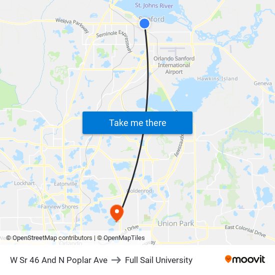 W Sr 46 And N Poplar Ave to Full Sail University map