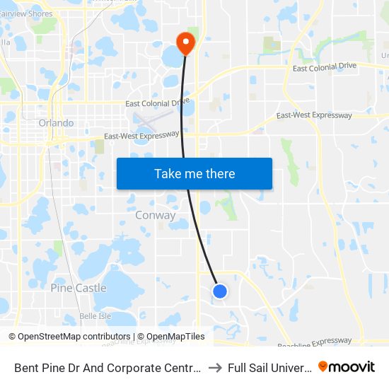 Bent Pine Dr And Corporate Centre Blvd to Full Sail University map