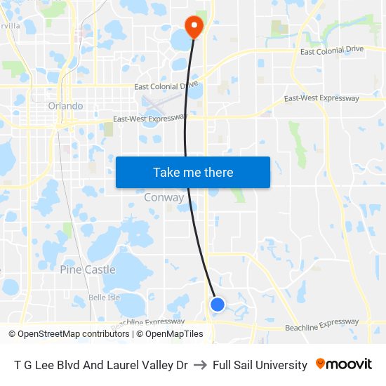 T G Lee Blvd And Laurel Valley Dr to Full Sail University map