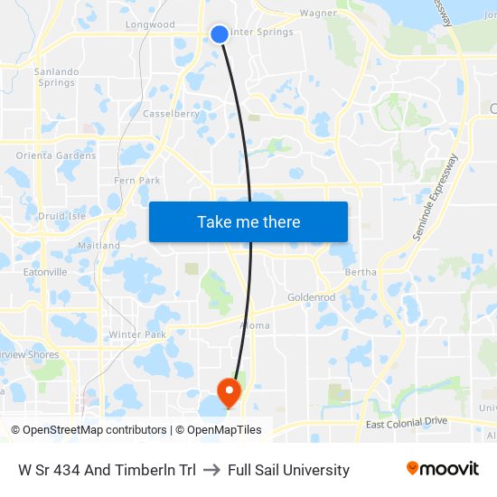 W Sr 434 And Timberln Trl to Full Sail University map