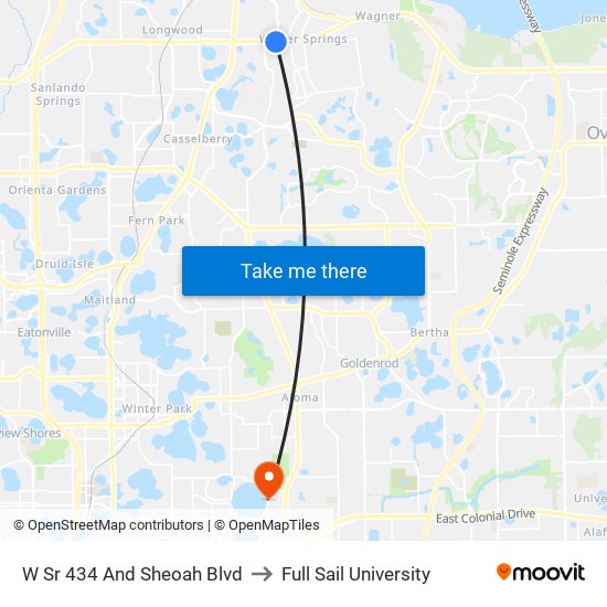 W Sr 434 And Sheoah Blvd to Full Sail University map