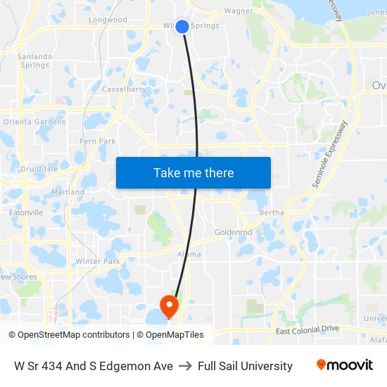 W Sr 434 And S Edgemon Ave to Full Sail University map