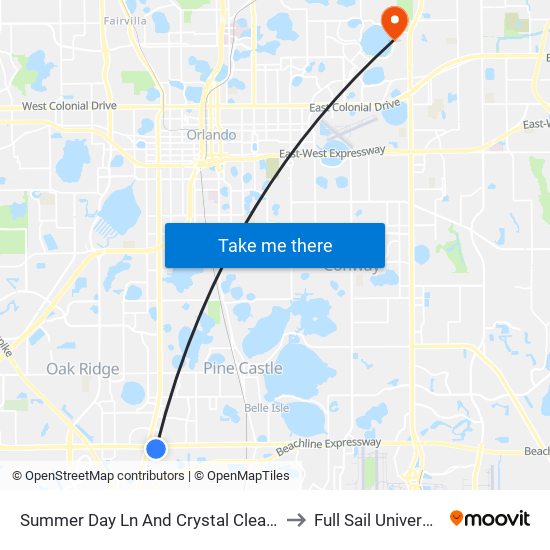 Summer Day Ln And Crystal Clear Ln to Full Sail University map