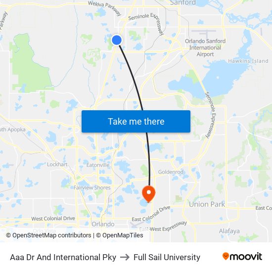 Aaa Dr And International Pky to Full Sail University map