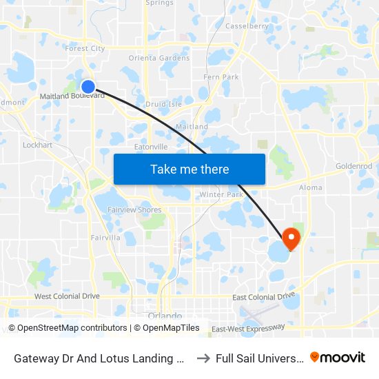 Gateway Dr And Lotus Landing Blvd to Full Sail University map