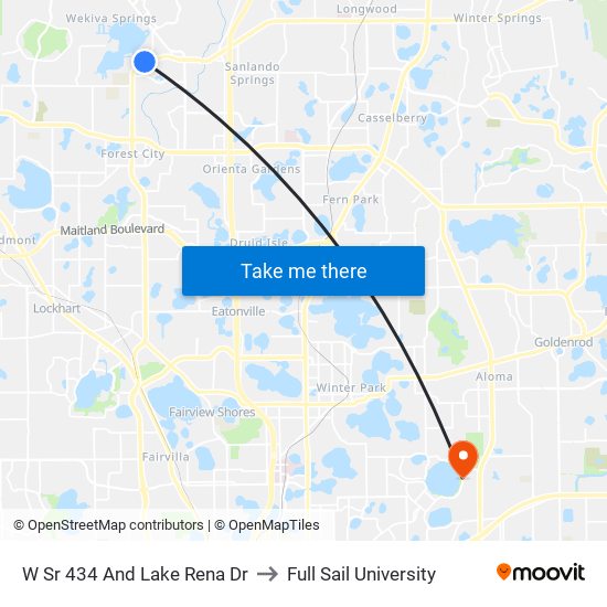 W Sr 434 And Lake Rena Dr to Full Sail University map