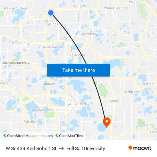 W Sr 434 And Robert St to Full Sail University map