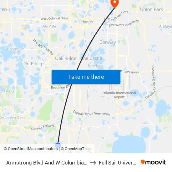 Armstrong Blvd And W Columbia Ave to Full Sail University map