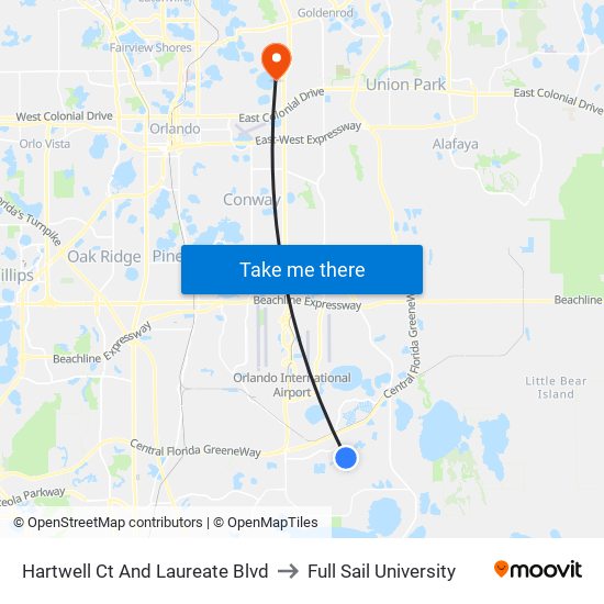 Hartwell Ct And Laureate Blvd to Full Sail University map