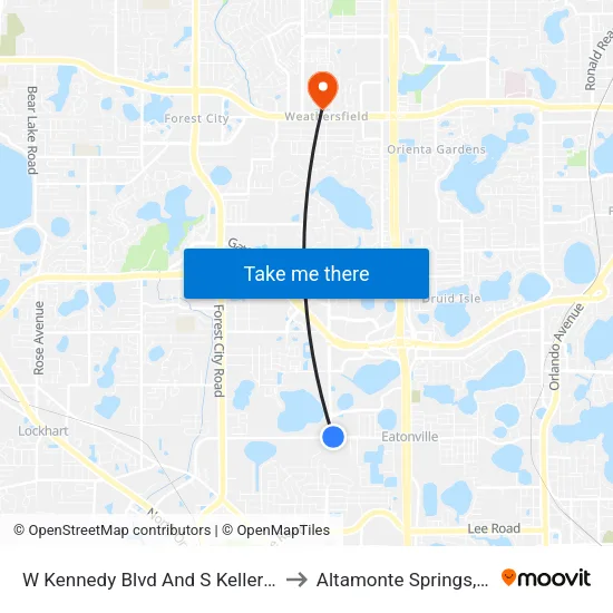 W Kennedy Blvd And S Keller Rd to Altamonte Springs, FL map