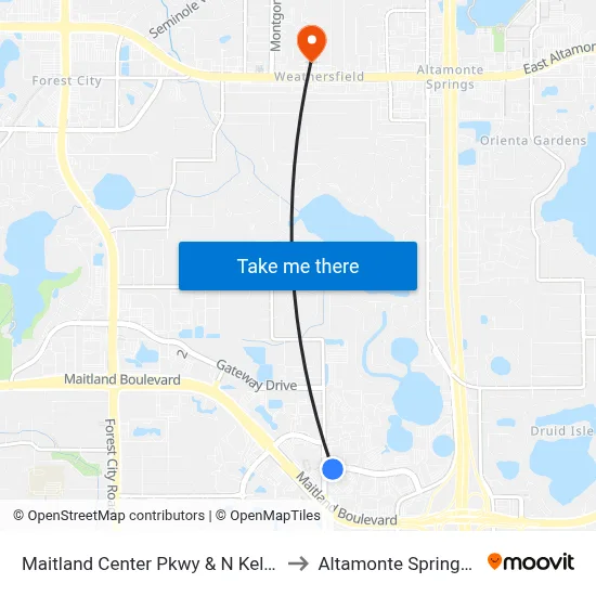 Maitland Center Pkwy & N Keller Rd to Altamonte Springs, FL map