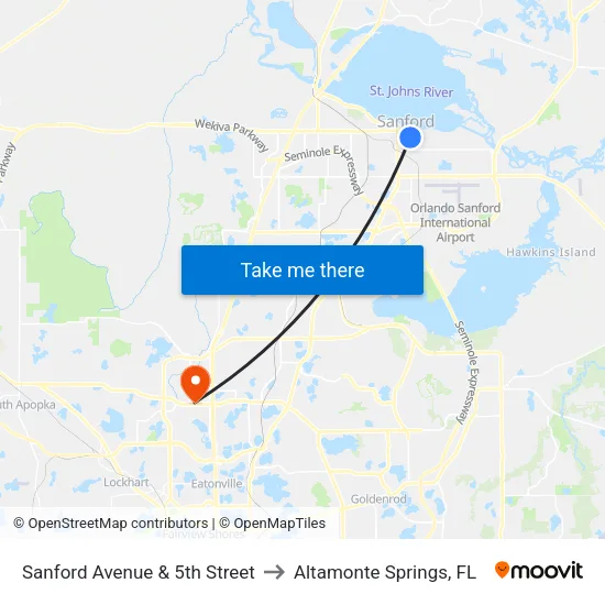 Sanford Avenue & 5th Street to Altamonte Springs, FL map