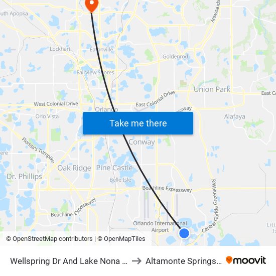 Wellspring Dr And Lake Nona Blvd to Altamonte Springs, FL map