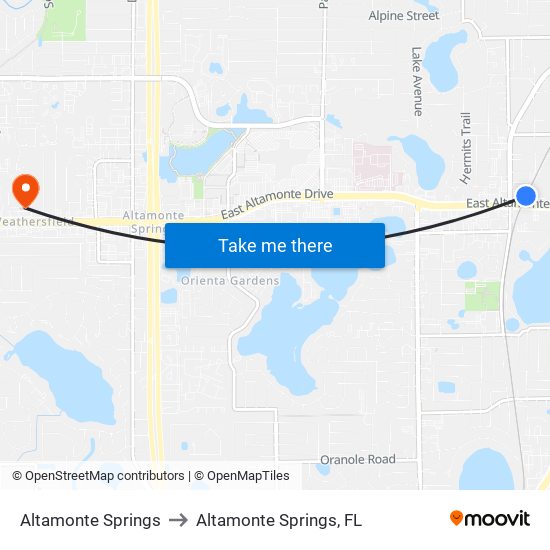 Altamonte Springs to Altamonte Springs, FL map