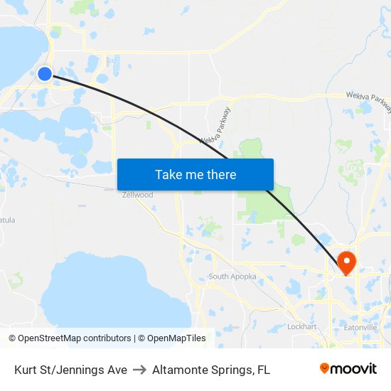 Kurt St/Jennings Ave to Altamonte Springs, FL map