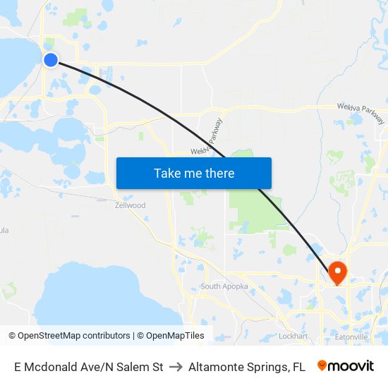 E Mcdonald Ave/N Salem St to Altamonte Springs, FL map