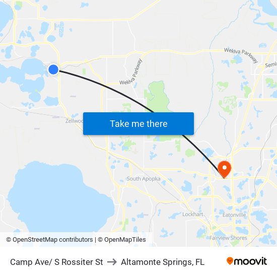 Camp Ave/ S Rossiter St to Altamonte Springs, FL map