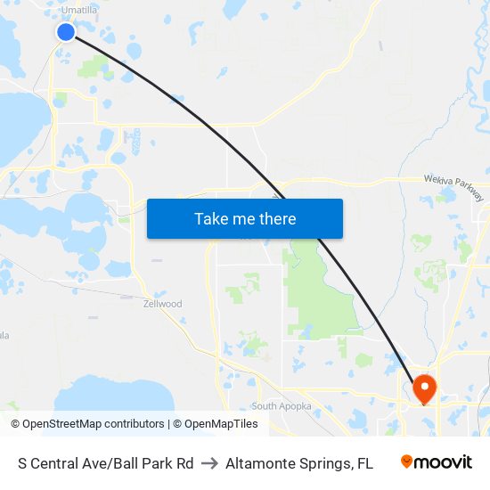 S Central Ave/Ball Park Rd to Altamonte Springs, FL map