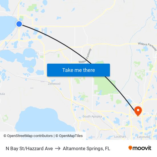 N Bay St/Hazzard Ave to Altamonte Springs, FL map