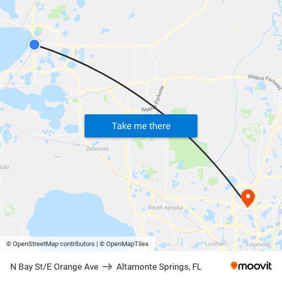 N Bay St/E Orange Ave to Altamonte Springs, FL map